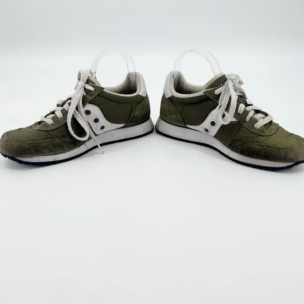 Saucony Logan MV Olive Green Nylon Suede Retro Runner Sneakers Women's 8 Y2K - Picture 10 of 12